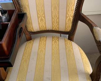 Italian yellow and white striped silk chair.