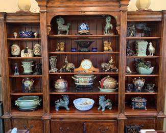 Open Shelf Burlwood Three Section Bookcase