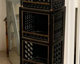 Asian inspired narrow hand-painted cabinet