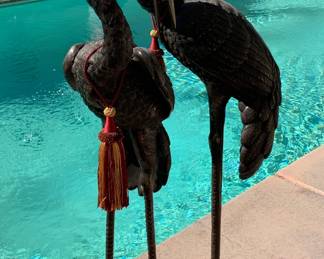 Pair of Japanese Bronze Cranes