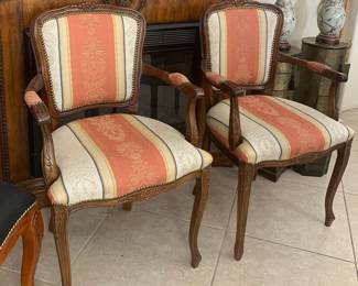 Pair of Italian Walnut Arm Chairs