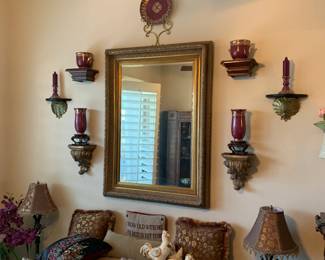 Collection of Toyo Enamelware, Framed Beveled Mirror, and Tempurpedic Adjustable Double Bed