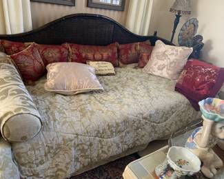 Cane and Faux Bamboo Day Bed