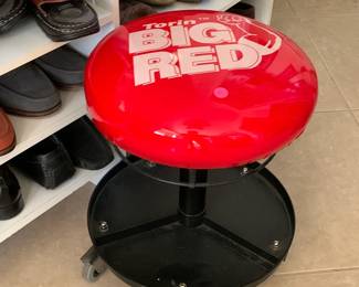Turin Big Red Rolling Red Vinyl Stool