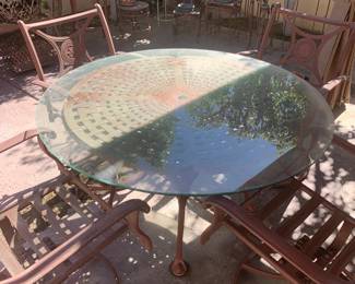 Woven Iron Dining Table and Four Swivel Rockers