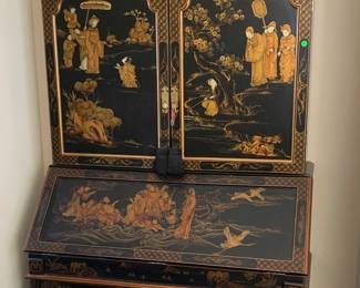 Vintage Oriental Writing Desk, Hand-painted