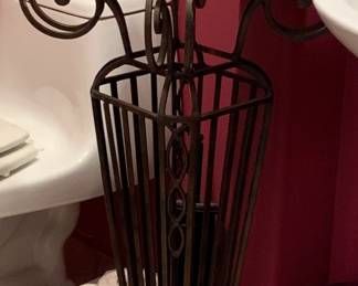 Wrought Iron and Marble Pedestal