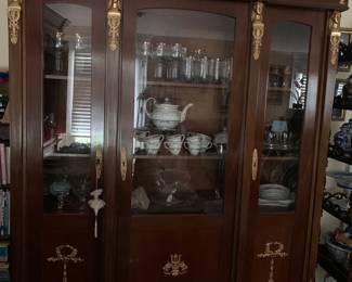 French Empire Mahogany 3 Door Cabinet