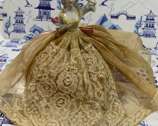 Antique Porcelain head Pin Cushion 