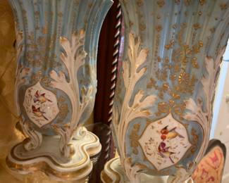 Pair of Old Paris Hand Painted Vases 