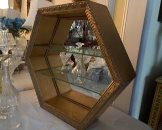 Gold Gilt Wood 3 Shelves Curio 