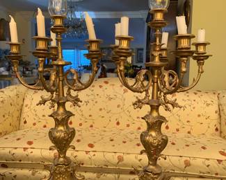 Ornate Gold Gilt Brass Candelabra 