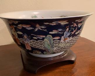 Large Porcelain Bowl with Koi Fish interior design on Stand 
