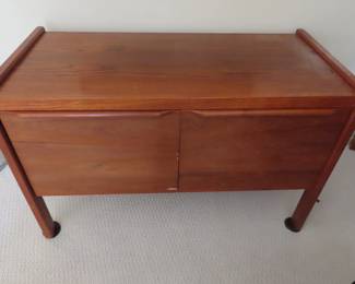 Teak lateral filing cabinet.