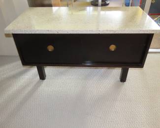 Travertine top cainet.