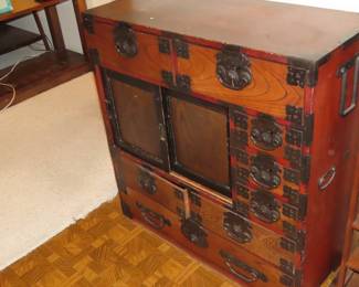 Multiple drawers and cabinet.