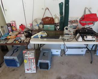 pet transporters, leaf blower, knif sharpener, fan, dust buster.