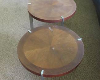 Three Lane walnut tables.