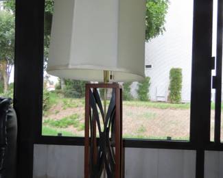 MCM wooden table lamp.