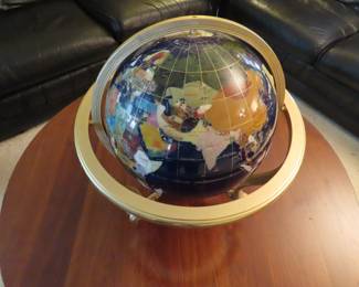 Semi precious inlaid stones world globe.