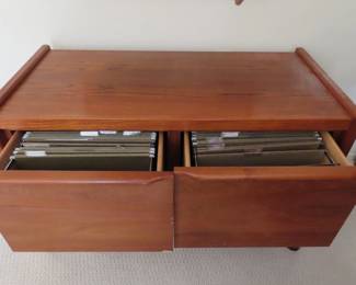 Teak lateral filing cabinet.