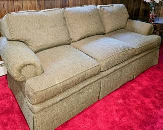 Sage Green Textured Couch, Seats 3, 80", slight mark on far left front cushion (see next photo)                                         Photo 1 of 2