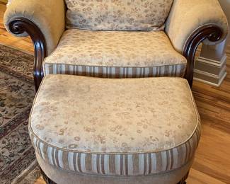 Antique Oversized Chair w/ Ottoman