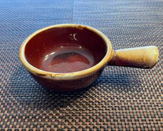 Vintage McCoy Drip Pattern Soup Bowl W/ Handle 7050