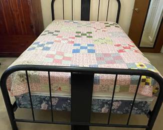 Antique Iron Bed - Headboard, Footboard, Rails