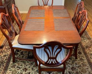 Dining Room Table w/ 6 Chairs (Shown w/ Leaf Installed)