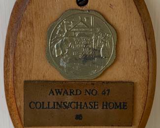 Registry Award No. 47 for the Collins/Chase home