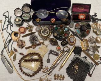 Vintage and antique jewelry, some from the turn of the 20th century