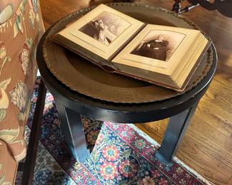 Insiced brass tray top Chow table