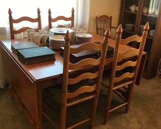 Maple Drop Leaf Table and Six Chairs