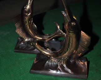 Metal swordfish bookends 