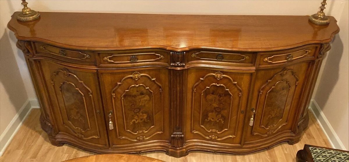 https://www.ebay.com/usr/agesagoestatesales CV1001 ITALIAN ORNATE INLAY WOOD BUFFET SIDEBOARD Custom Designed