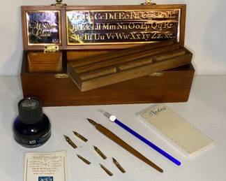 https://www.ebay.com/usr/agesagoestatesales CV1081 THE TRAVELERS WRITING CHEST, 12 PC CALIGRAPHY DIP PEN KIT