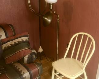 Floor lamp (SOLD), painted chair