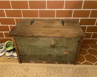 Antique hinged top wooden box