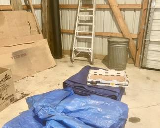 Various tarps, ladder, etc.