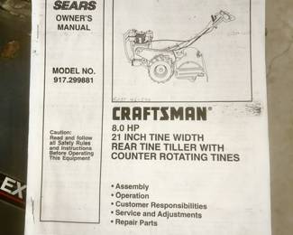 Craftsman rear tine tiller owner's manual