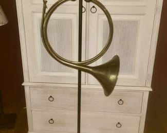 Metal hat stand, brass bugle