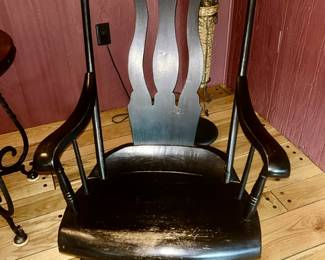 Black rocking chair, great patina, gold decor