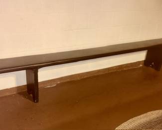 1 of 2 wooden benches (painted black and seat covered w/ vinyl)
