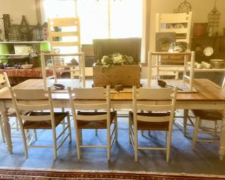 Ethan Allen Dining table with two leaves and 10 chairs