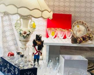 Antique Lamps and Crystal Glassware