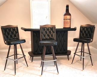 super mid century Chromcraft bar w stools one family owned since new RHB