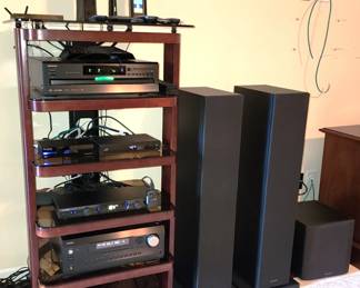 Onkyo audio components,Bowers & Wilkins 600 series floor speakers,Bowers & Wilkins powered subwoofer RHB