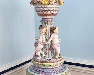 gorgeous Limoges porcelain centerpiece compote 28.5"h 