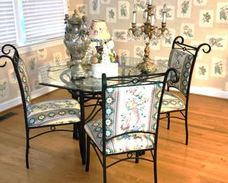 quality iron dining table w bakers rack RHB
